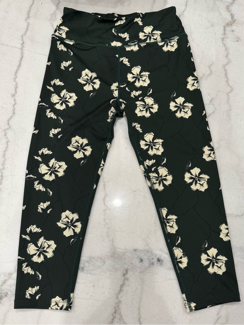 Sam Edelman Floral Leggings - Green with Cream Flowers